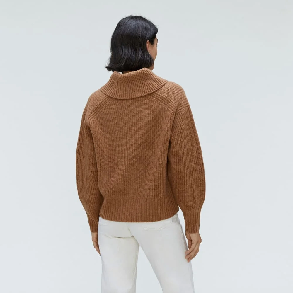 The Felted Merino Shawl Collar Sweater | Deep Camel (2)