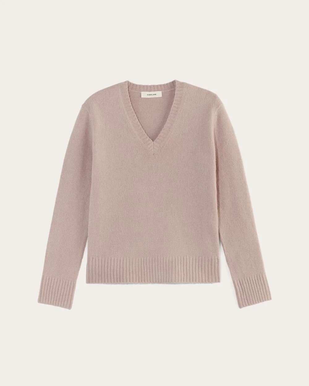 The V-Neck Sweater in Plush Cotton | Dusty Rose (2)