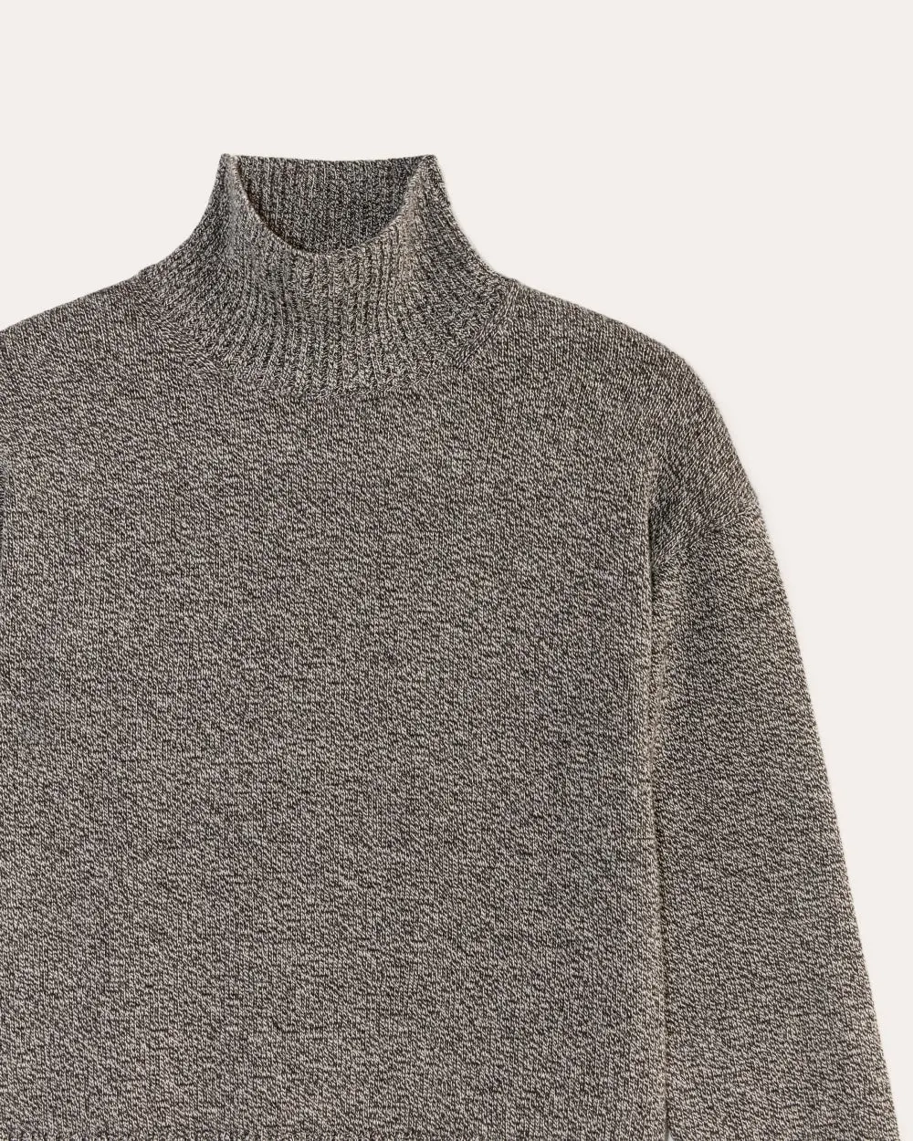 The Boxy Turtleneck in Everyday Cotton | Canvas / Black Twist (2)