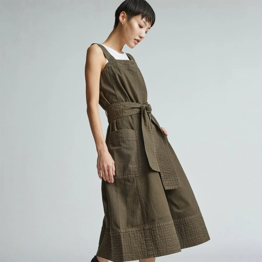 The Organic Cotton Herringbone Dress | Beech (2)