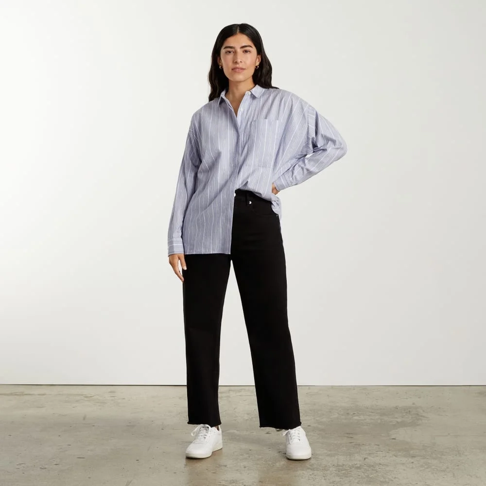 The Oversized Silky Cotton Shirt | Slate Blue (2)