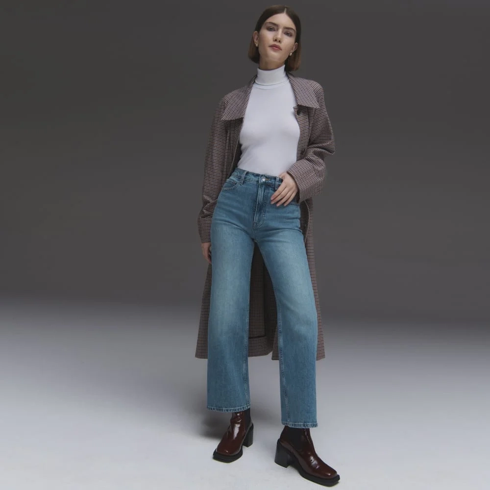 The Gathered Drape Trench | Blue / Brown Houndstooth (2)