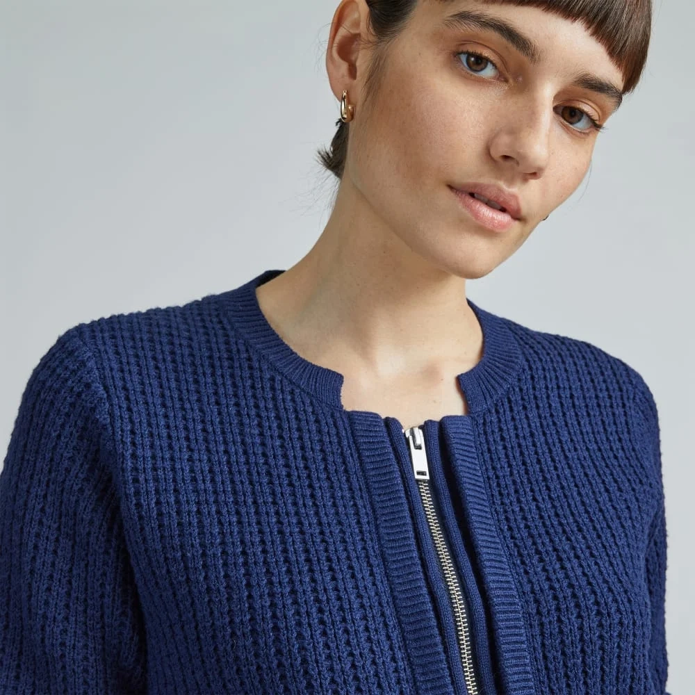 The Cropped Cotton-Merino Bomber | Bright Navy (2)