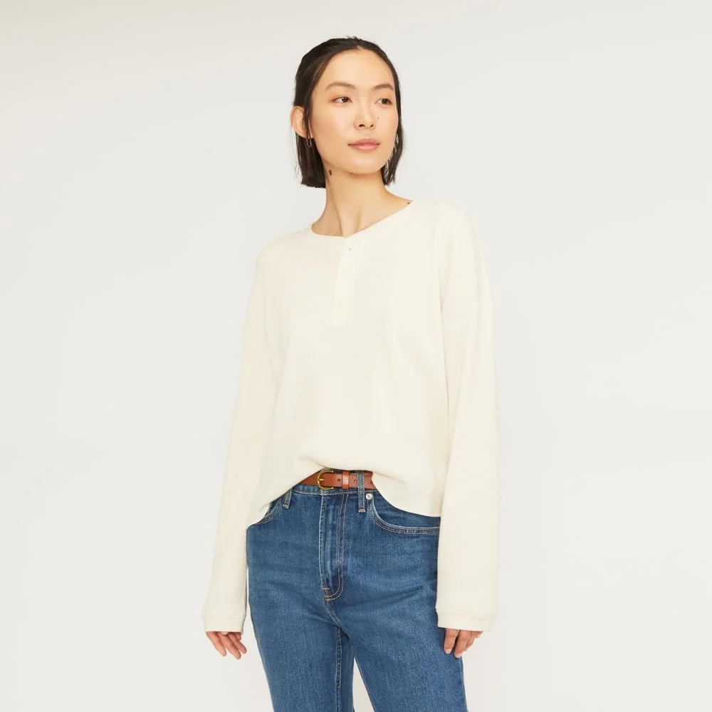 The Organic Cotton Waffle Henley | Bone