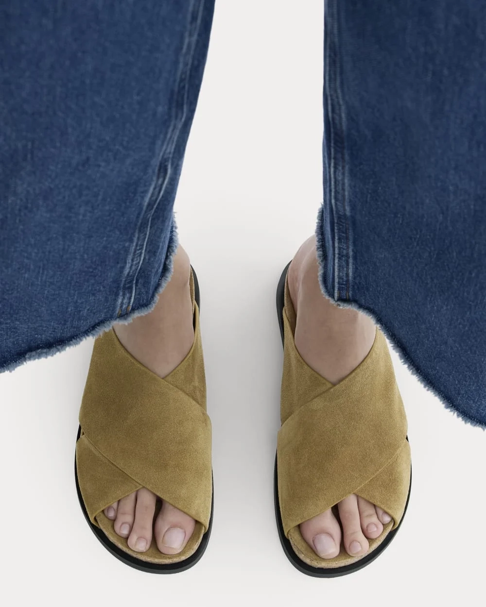 The Suede Crossover Sandal | Sand (2)