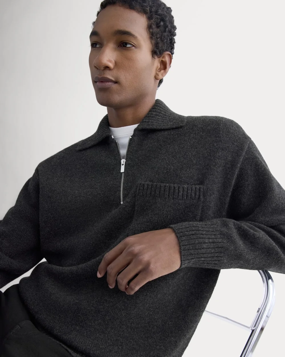 Luxe Merino Quarter-Zip Pullover | Heathered Black (2)