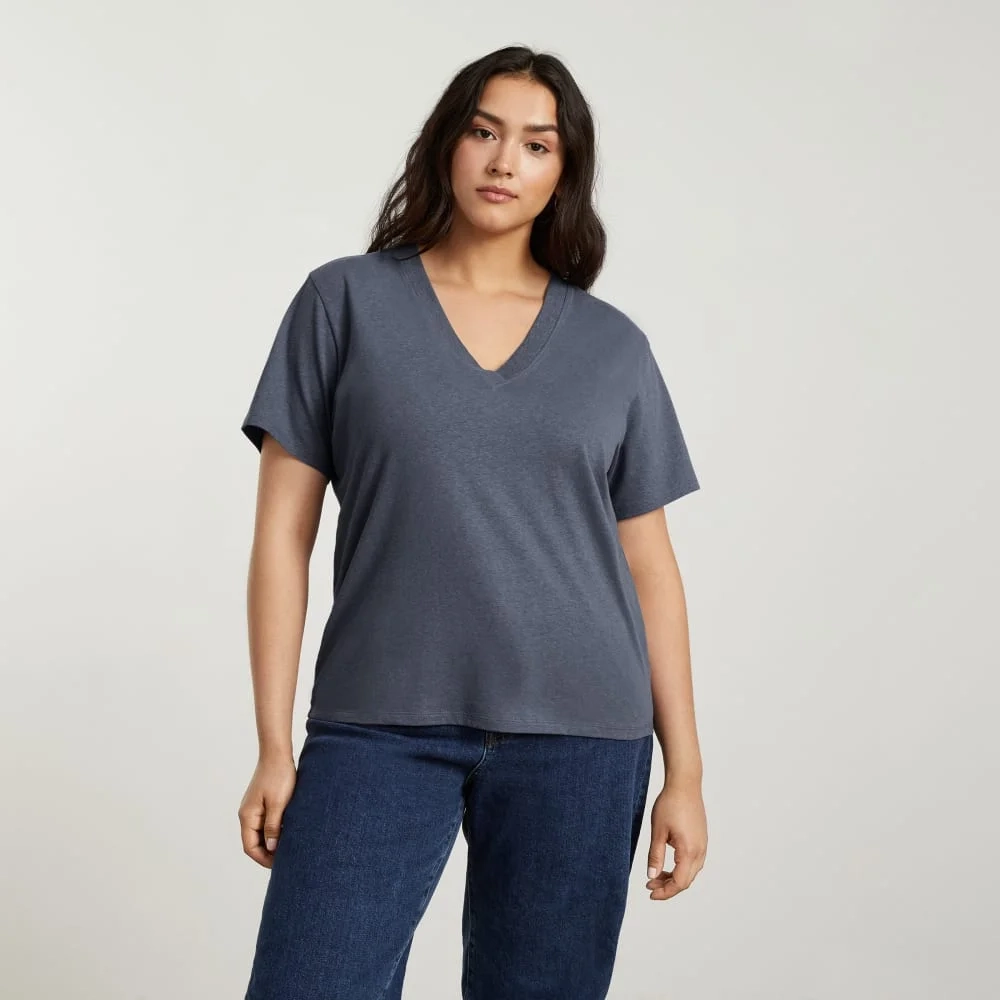 The Vintage V-Neck Hemp Tee | Atlantic (2)