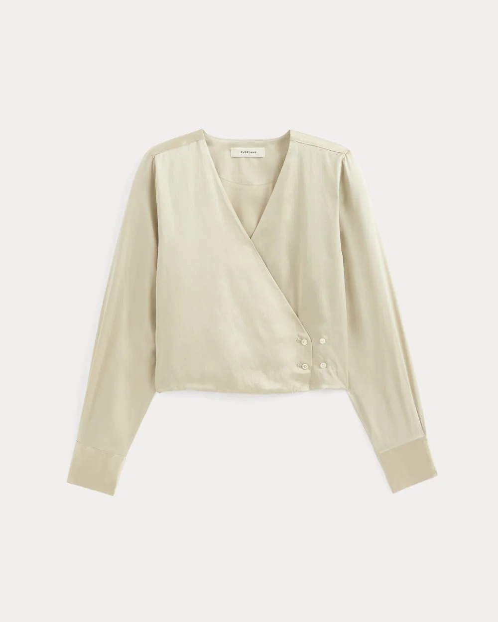 Wrap Top in Silk Charmeuse | Peyote (2)