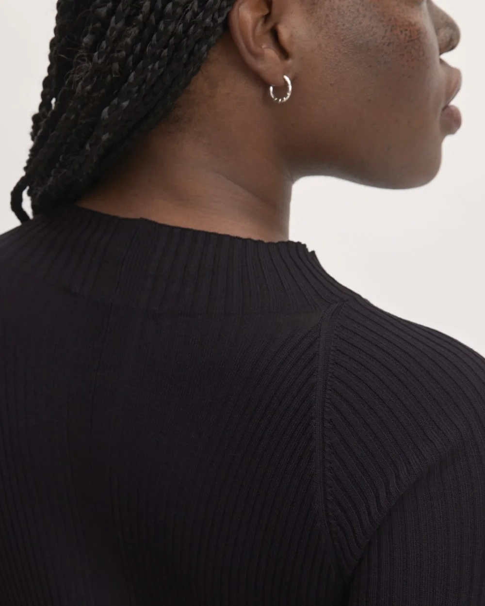 The Ribbed Mock Neck Midi Dress | Black (2)