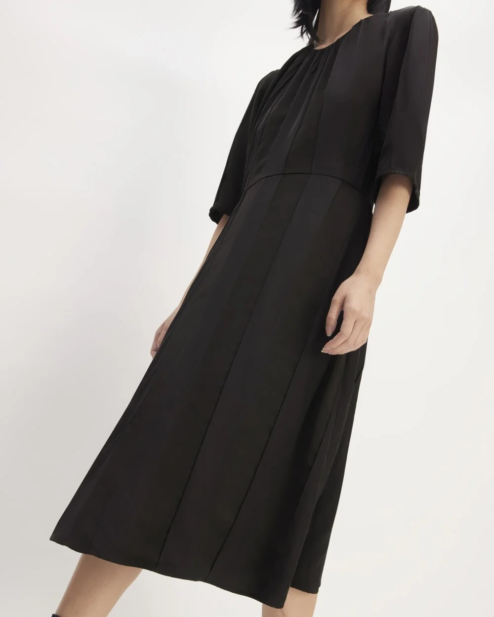 The City Stripe Ruched Dress | Black (2)