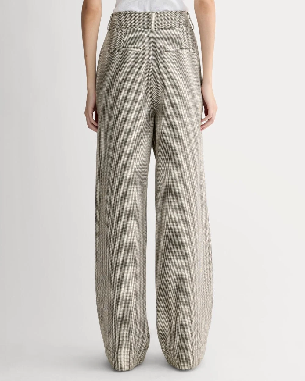 The Draper Pleated Pant in Buttersmooth | Deep Taupe Mini Gingham  | 32" Inseam (2)