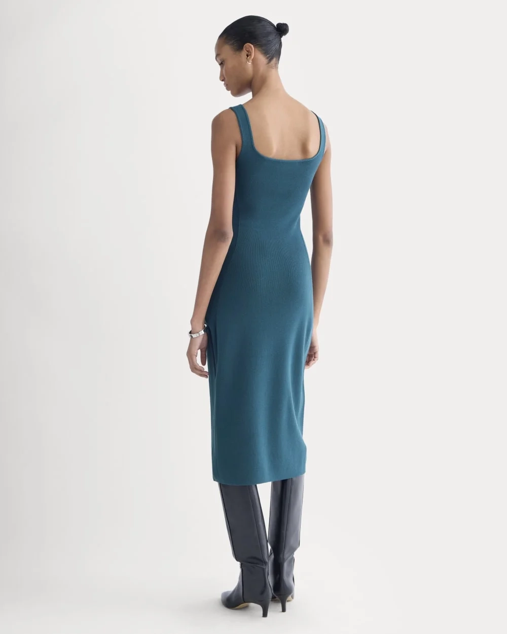 Knit Square-Neck Midi Dress | Reflecting Pond (2)