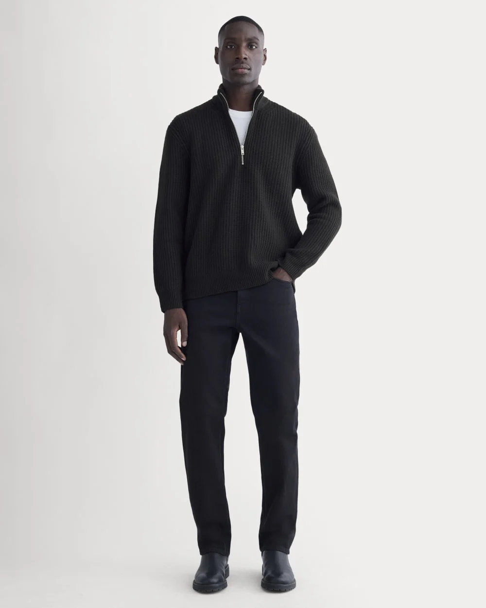 The Felted Merino Half-Zip Sweater | Black (2)