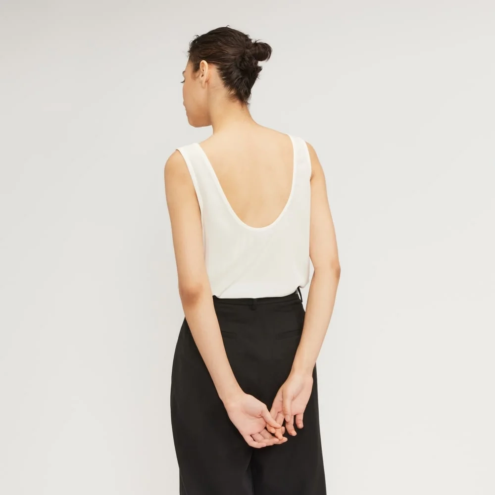 The Scoop Tank in Washable Silk | Off-White (2)