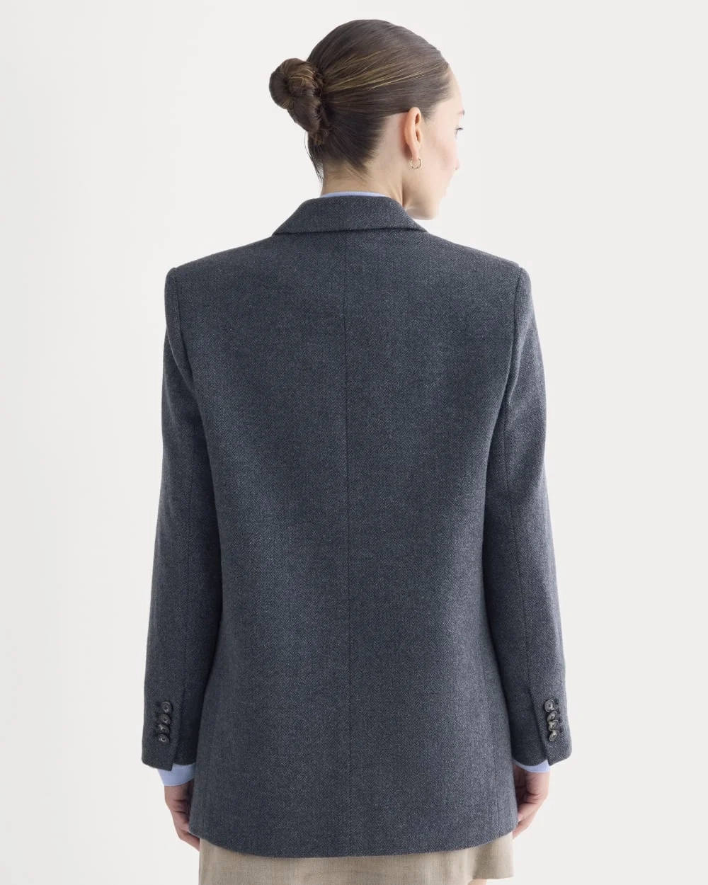 The Oversized Blazer in Wool | Navy Herringbone (2)