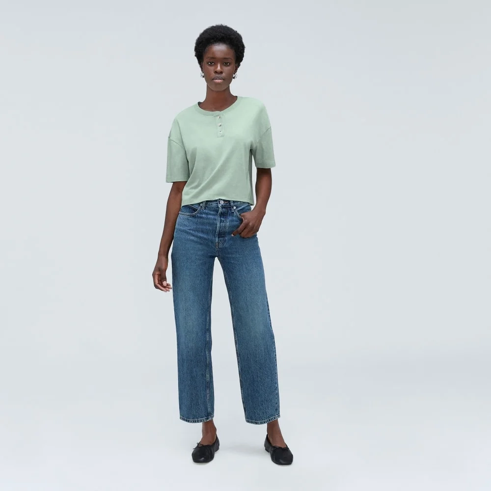 The Vintage Henley Hemp Tee | White Sage (2)