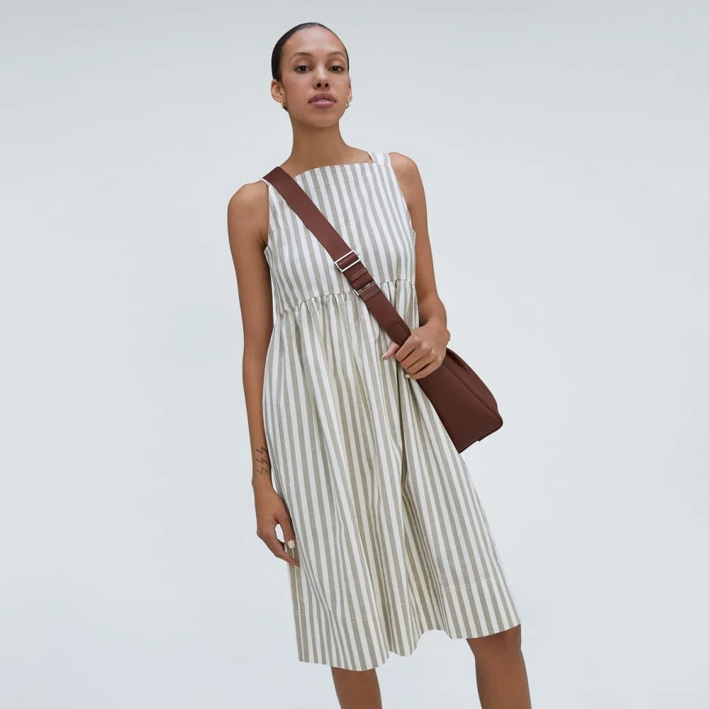 The Seersucker Midi Dress | Nutria / Off-White (2)