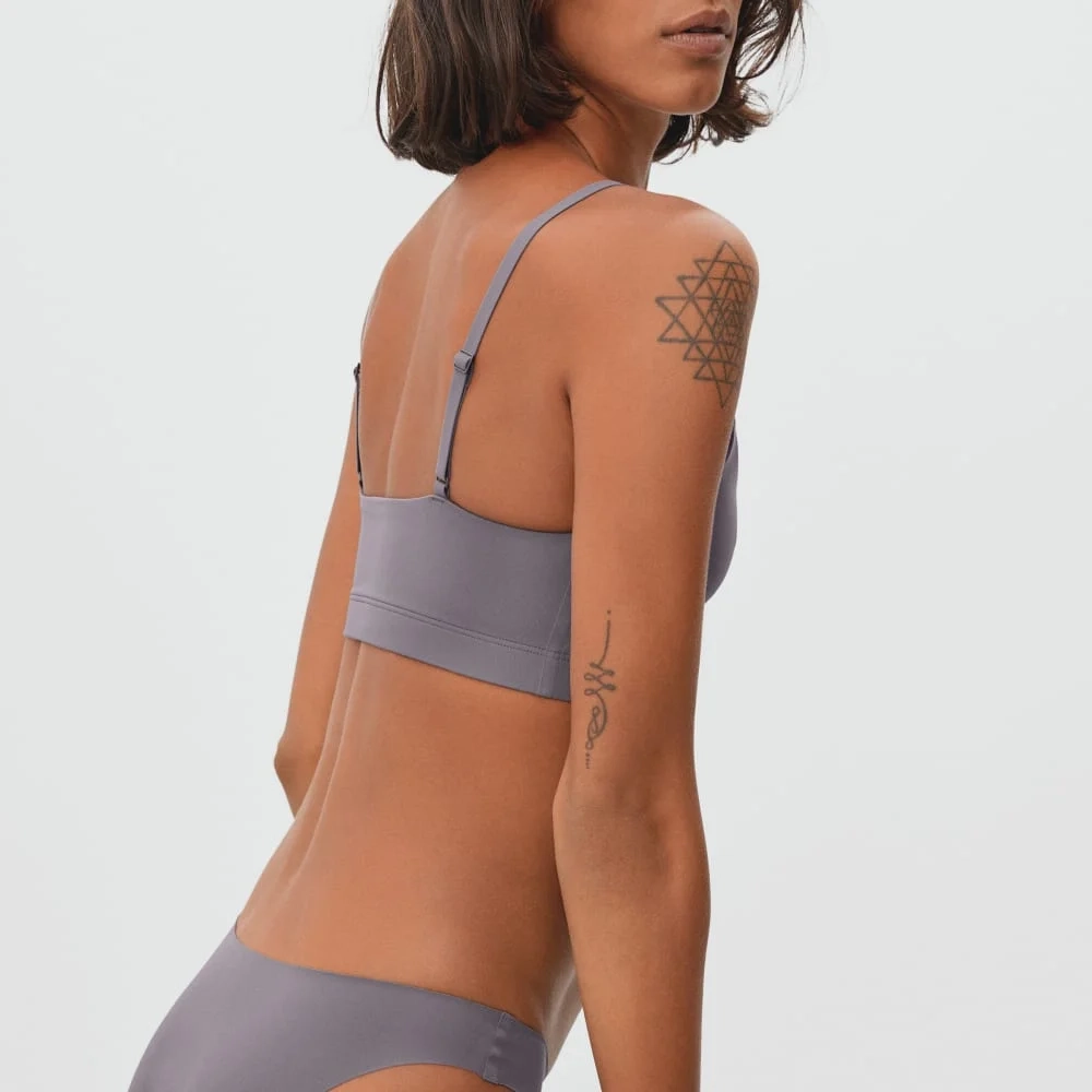 The Invisible Square-Neck Bralette | Plum Grey (2)