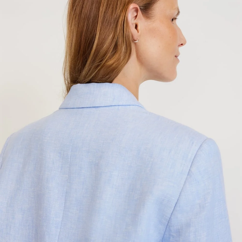 The Oversized Blazer in Linen | Light Blue (2)