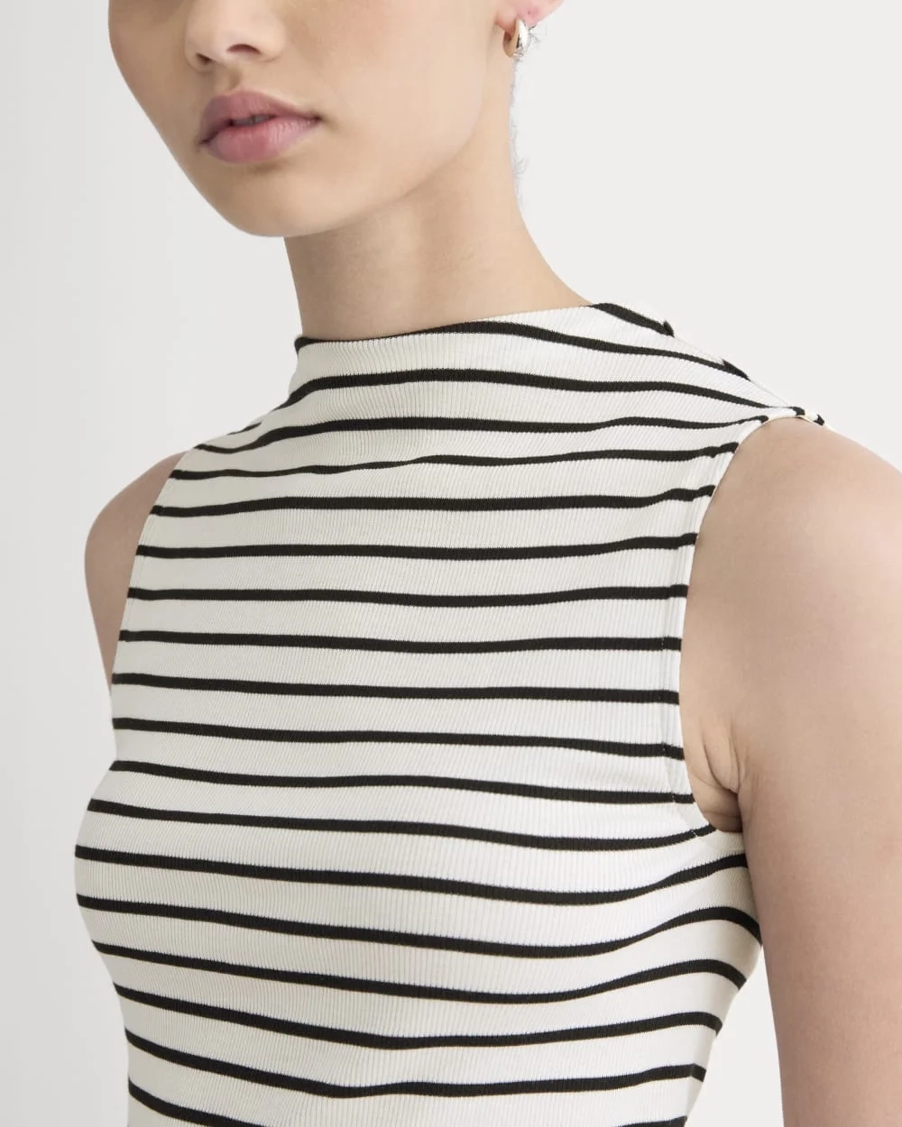 The Luxe Rib Funnel-Neck Tank | Bone / Black (3)