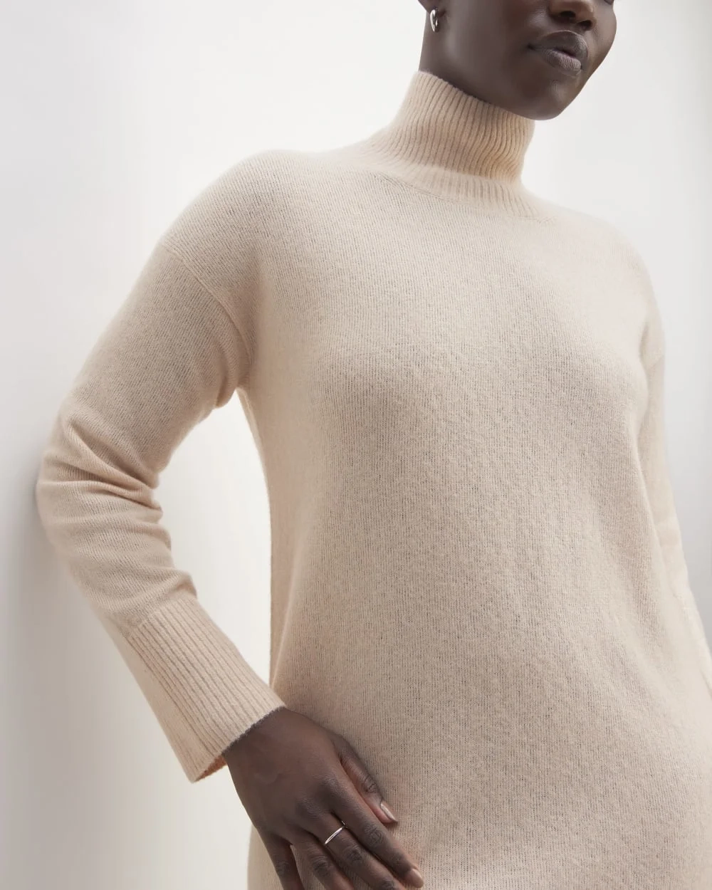 The Cozy Stretch Turtleneck Dress | Whisper Pink (2)
