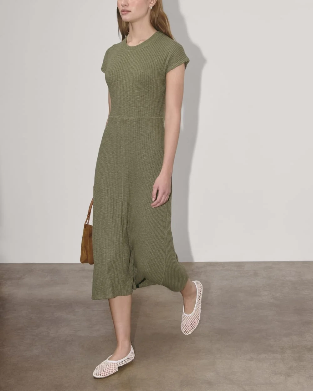 The Rib-Knit Cap-Sleeve Midi Dress | Kalamata (2)