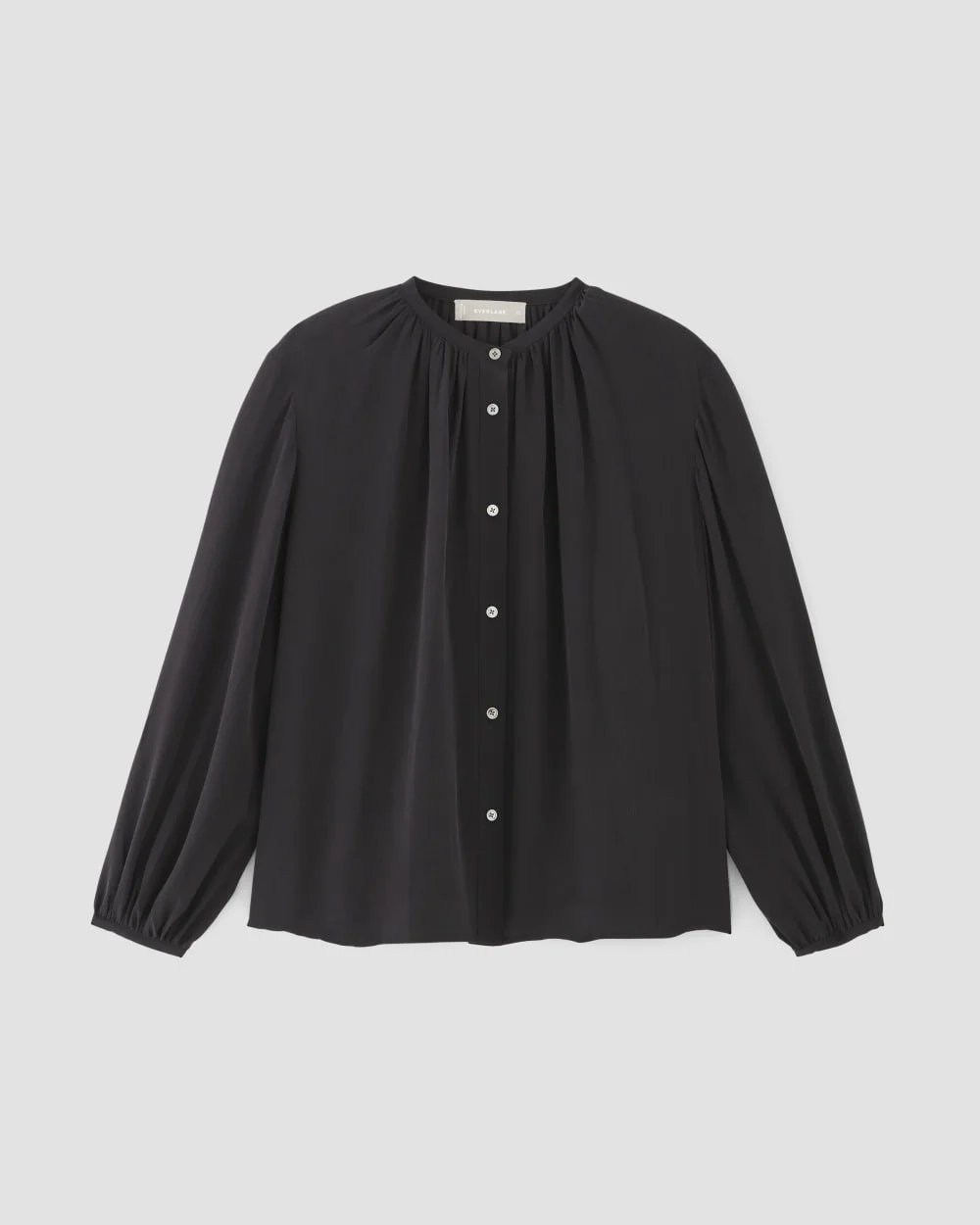 The Washable Clean Silk Shirred Blouse | Black (2)
