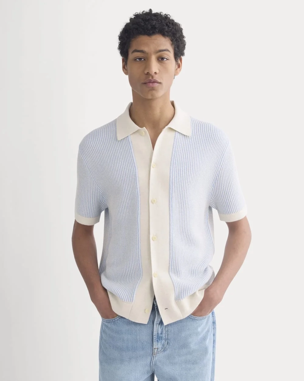 Button-Down Resort Polo | Light Heathered Oat/Open Air (2)