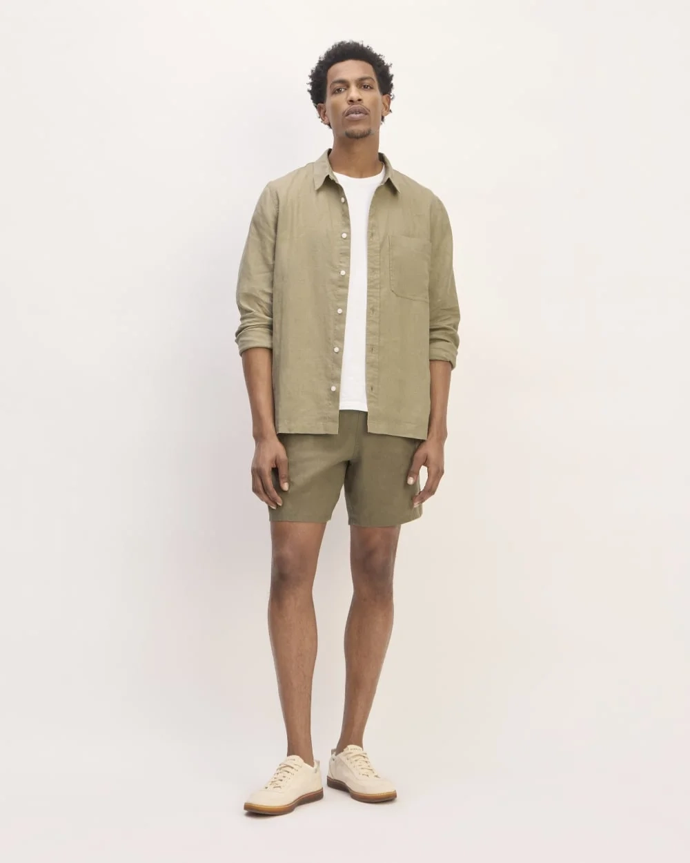 The Linen Straight Hem Shirt | Trench Coat Khaki (3)