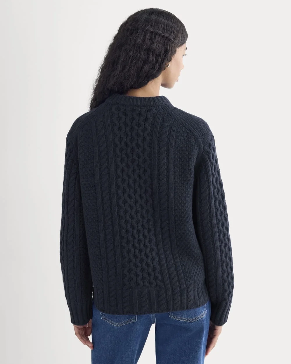 Cable Sweater in Luxe Merino | Navy (2)