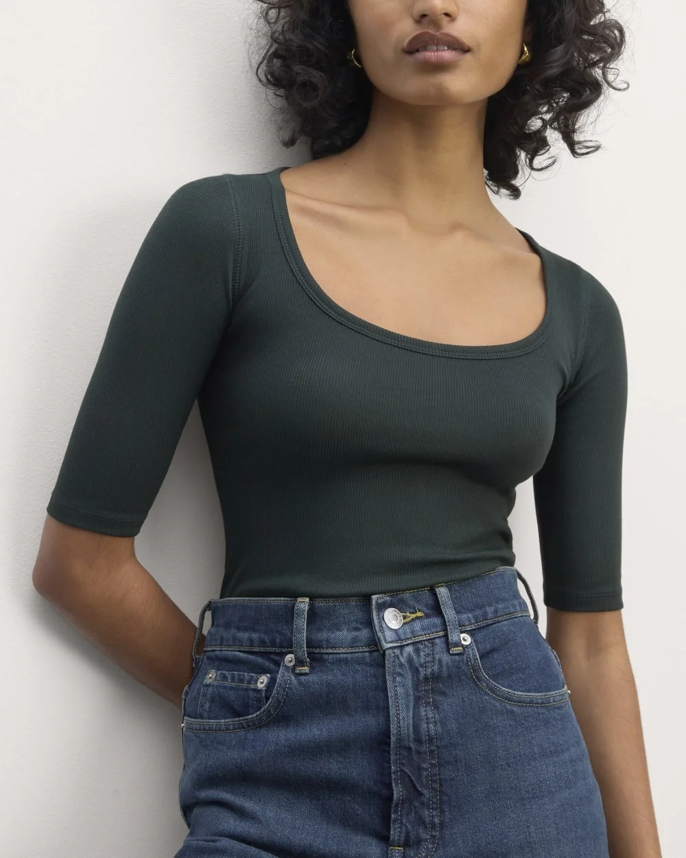 The Luxe Rib Scoop-Neck Tee | Scarab (2)