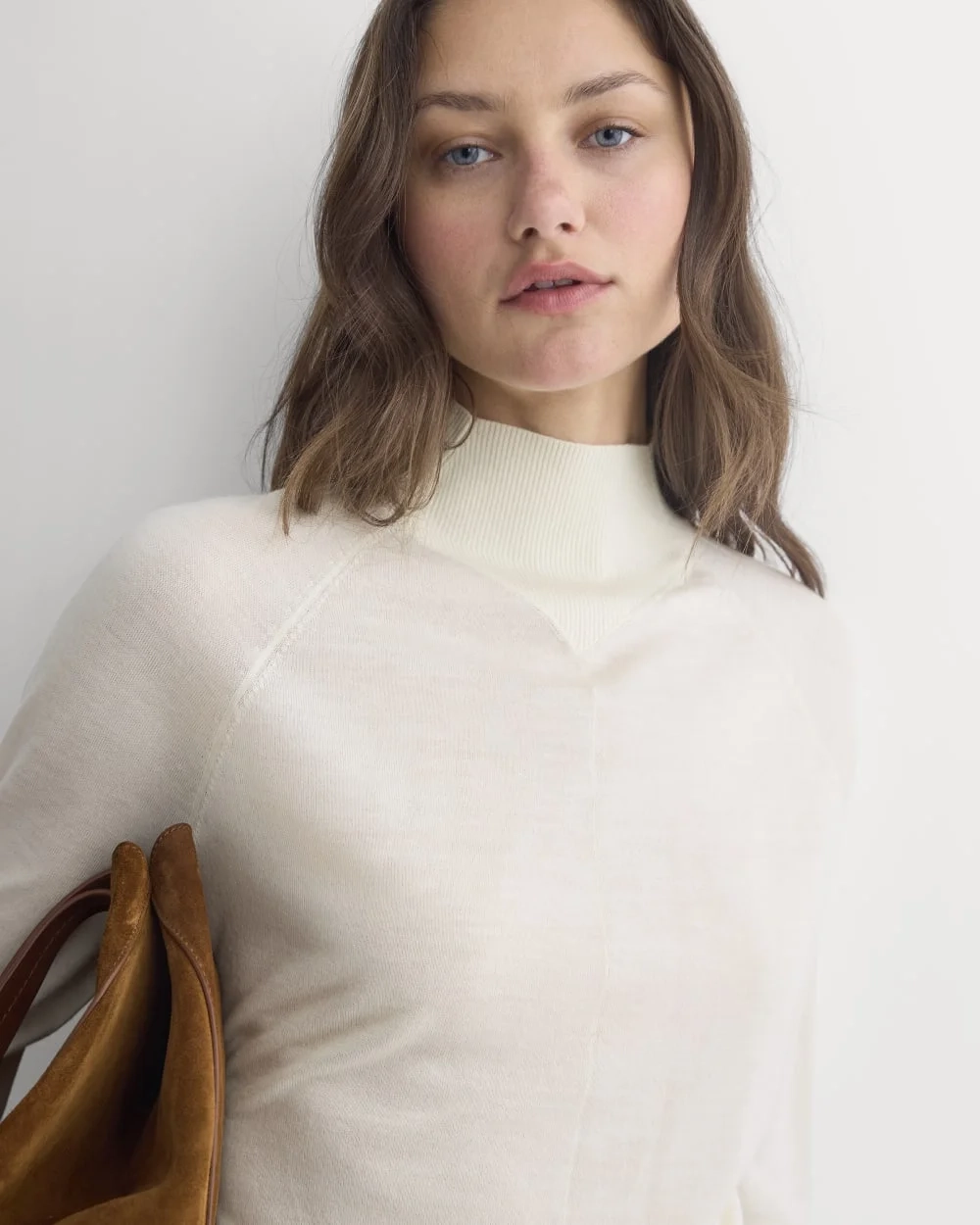 Mockneck Sweater In Ultrafine Merino | Bone (2)