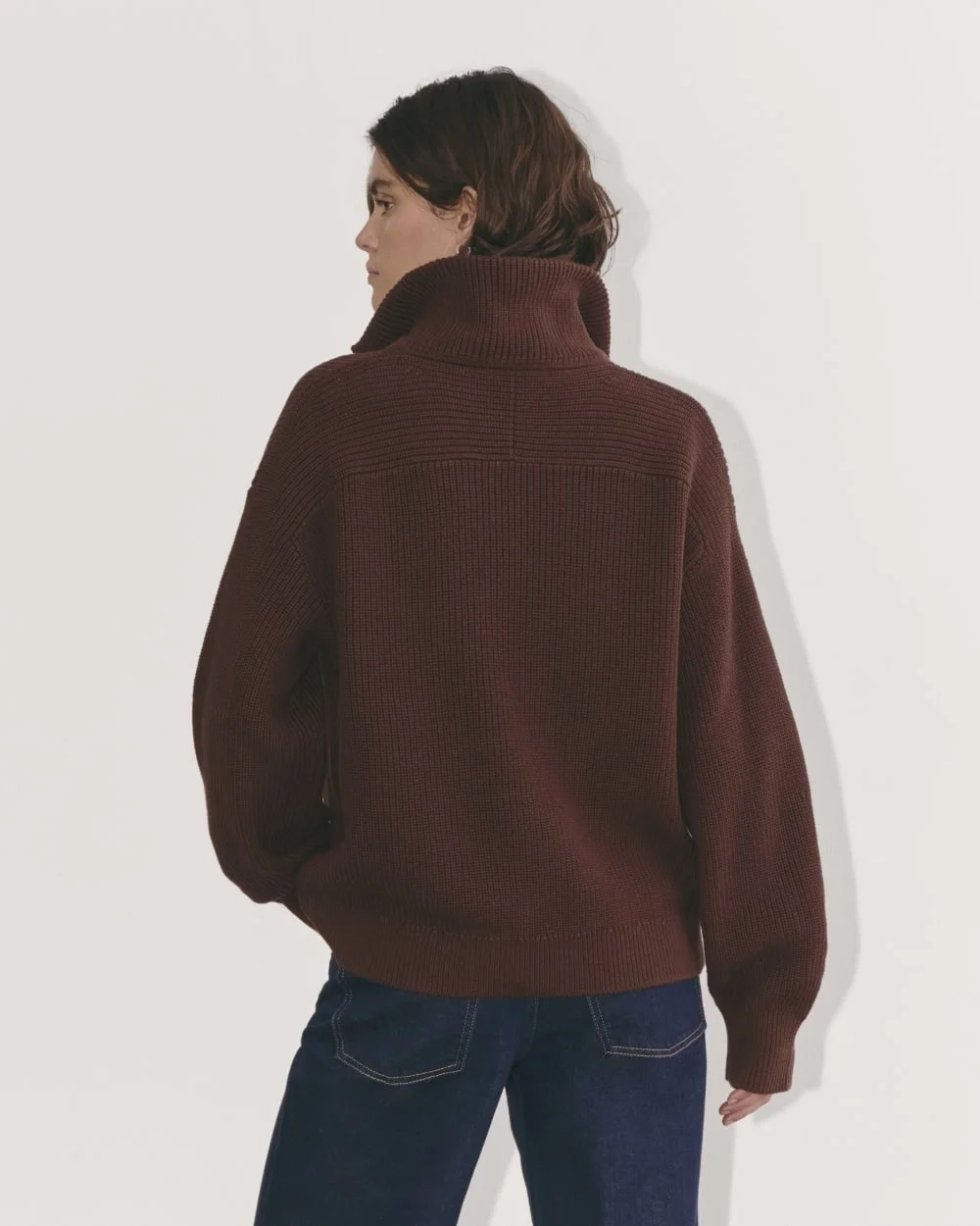 The Half-Zip in Everyday Cotton | Dark Mahogany (2)