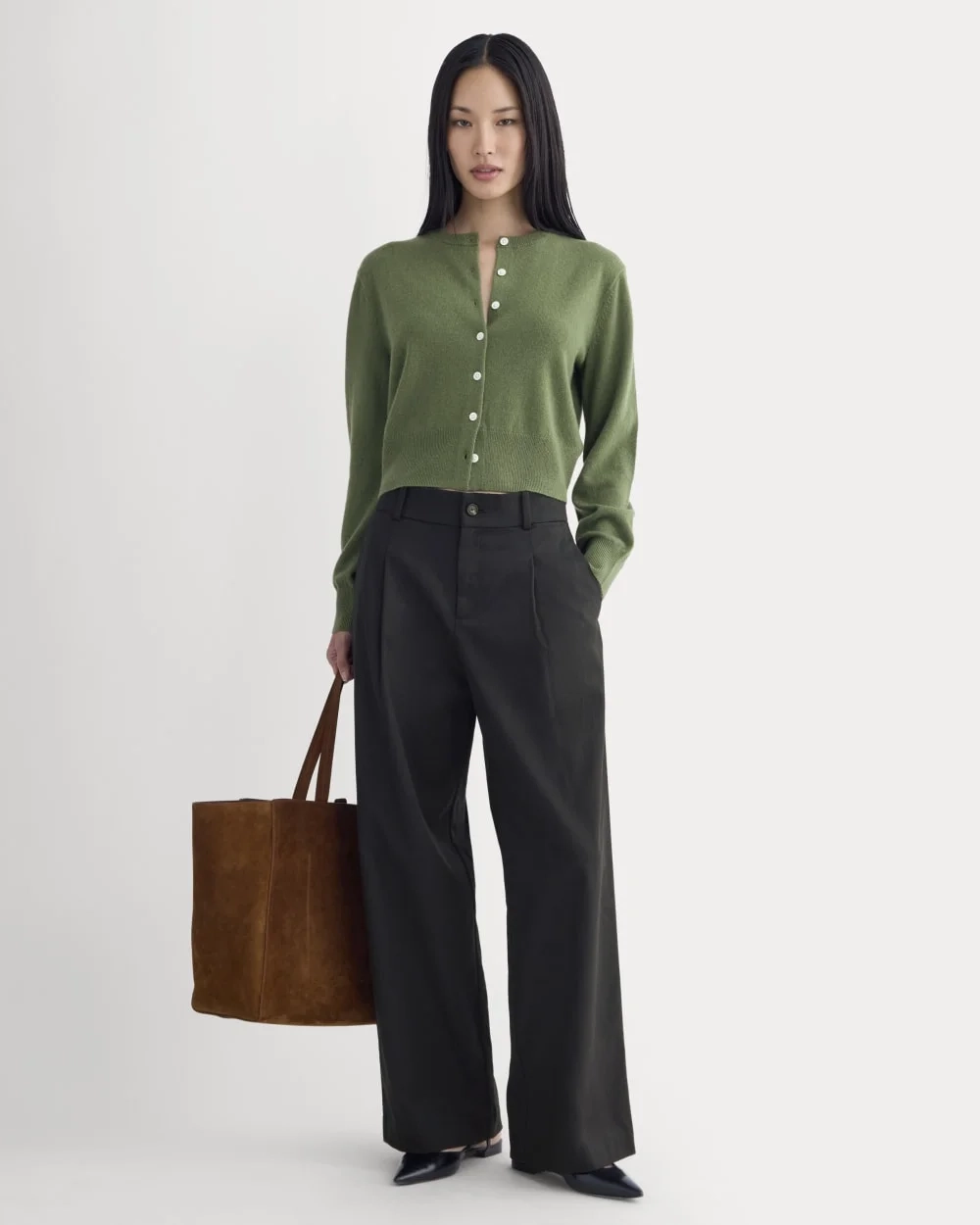 Cashmere Cropped Cardigan | Forest Green (2)