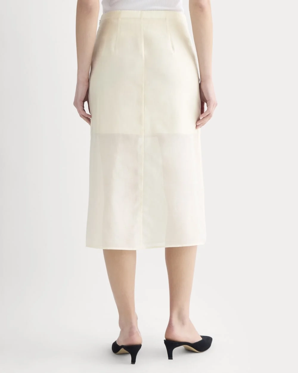 Midi Skirt in Cotton-Silk Organza | Parchment (3)