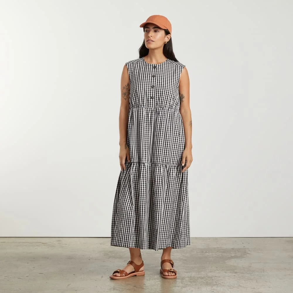 The Tiered Midi Dress | Black Gingham (2)