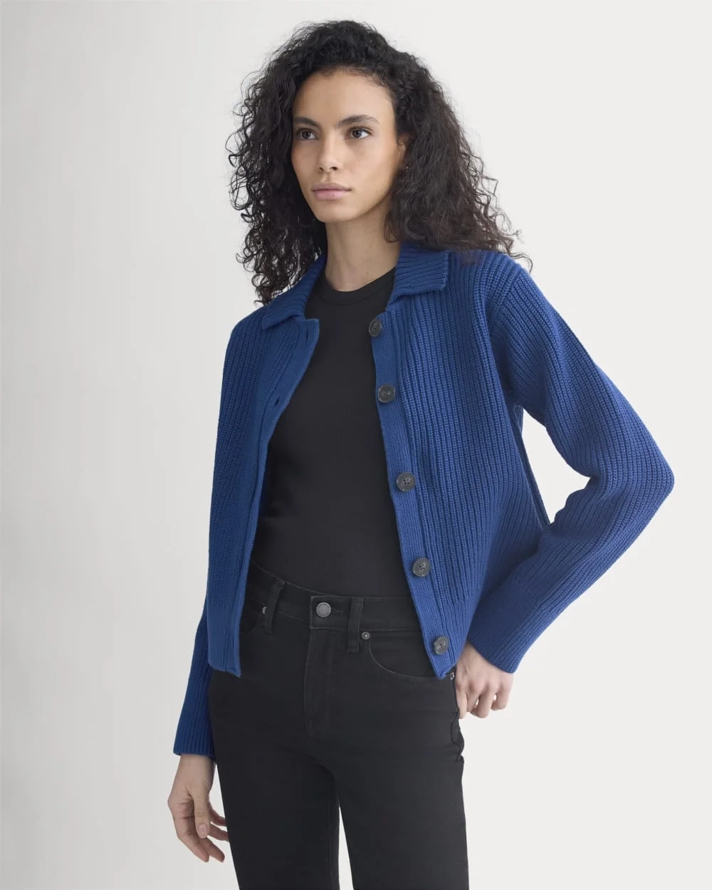 Shrunken Cardigan in Everyday Cotton | Estate Blue (3)