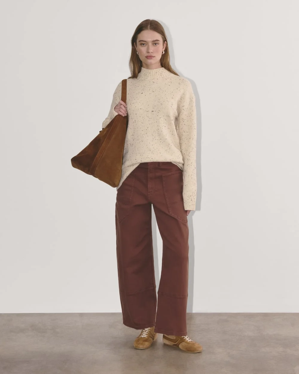 The Mockneck Sweater in Plush Cotton | Cream Confetti (2)