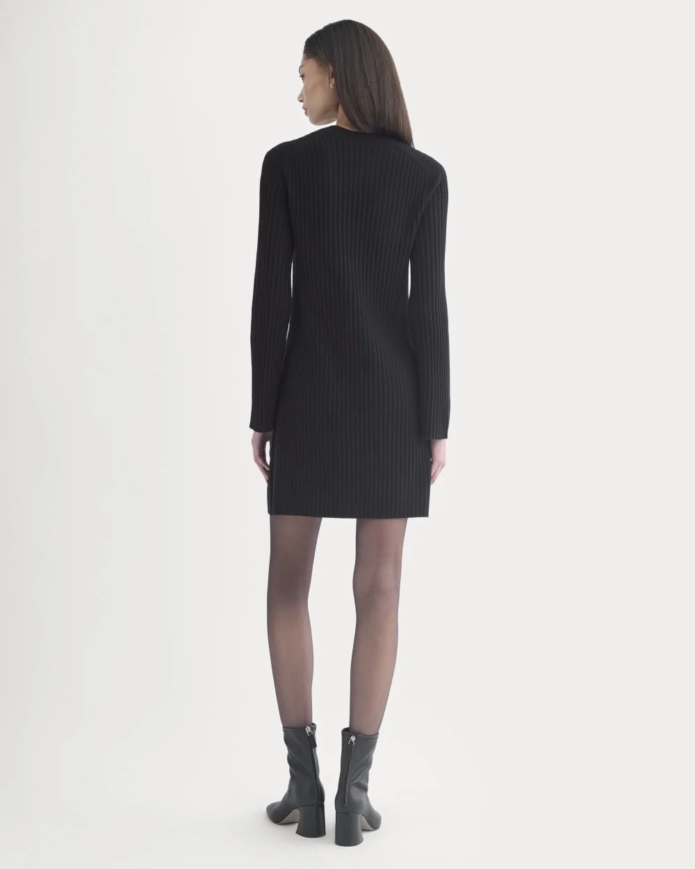 Cashmere Long-Sleeve Mini Dress | Black (2)