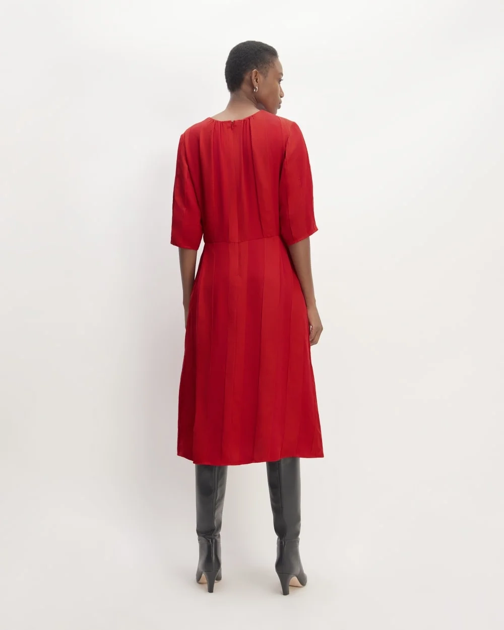 The City Stripe Ruched Dress | Haute Red (2)
