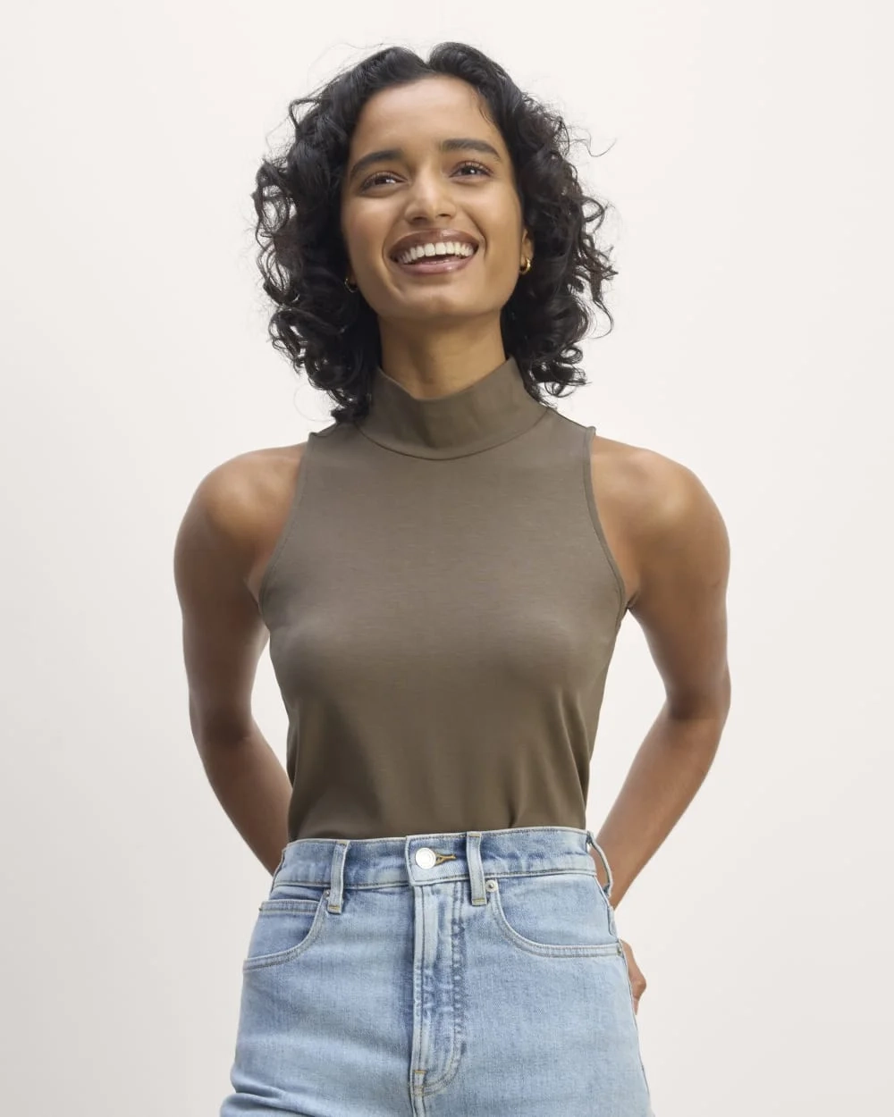 The Form Mock-Neck Tank | Taupe