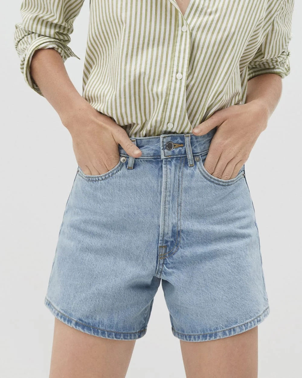 The A-Line Denim Short | Powder Blue (2)