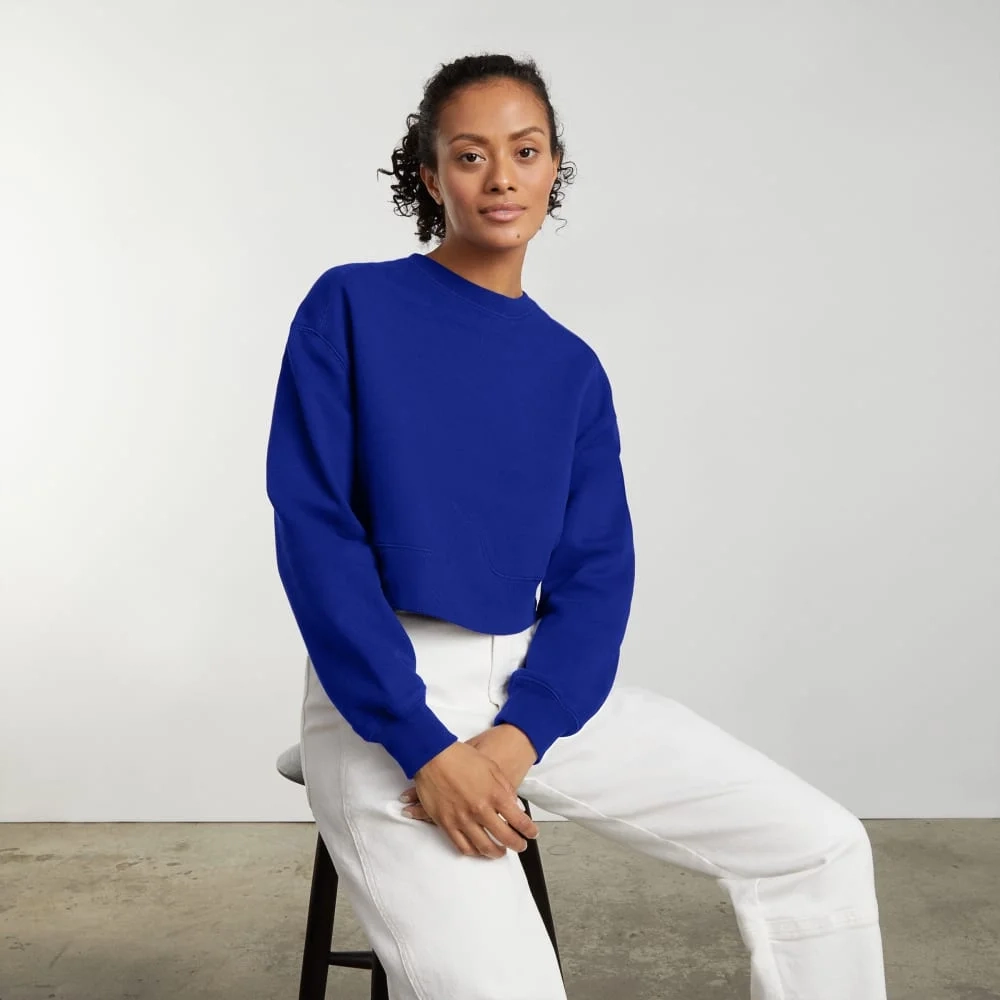 The Organic Cotton Cropped Crew | Cobalt (2)