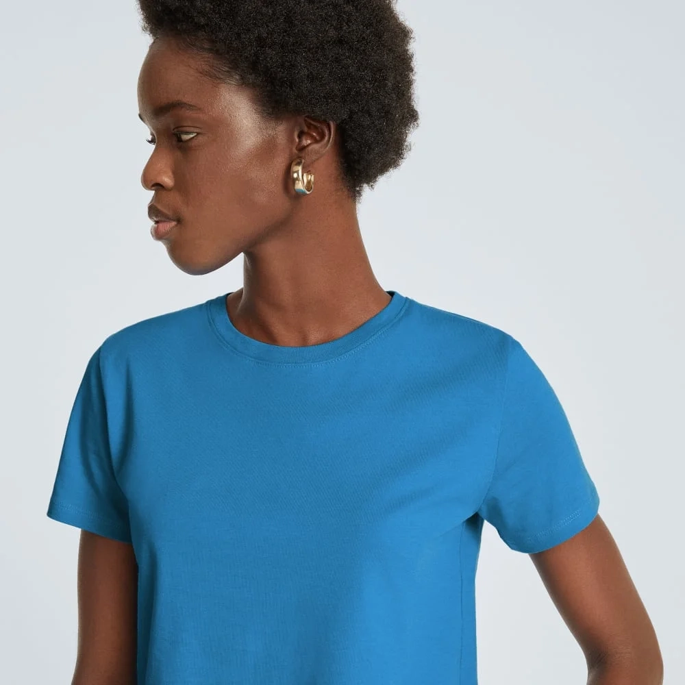 The Box-Cut Tee in Essential Cotton | Horizon Blue | No Pocket (2)