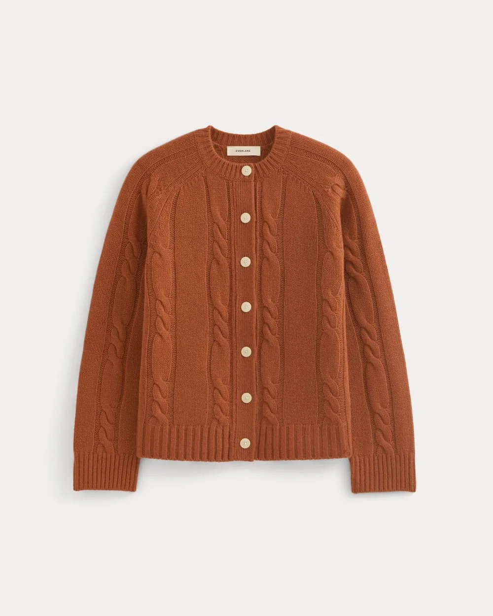 Cable Cardigan in Extrafine Luxe Merino | Rust Heather (2)