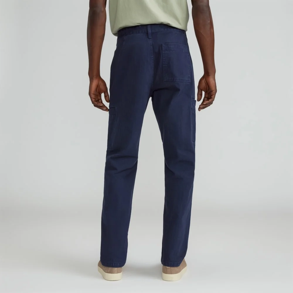 The Organic Cotton Herringbone Refined Cargo | Navy (2)