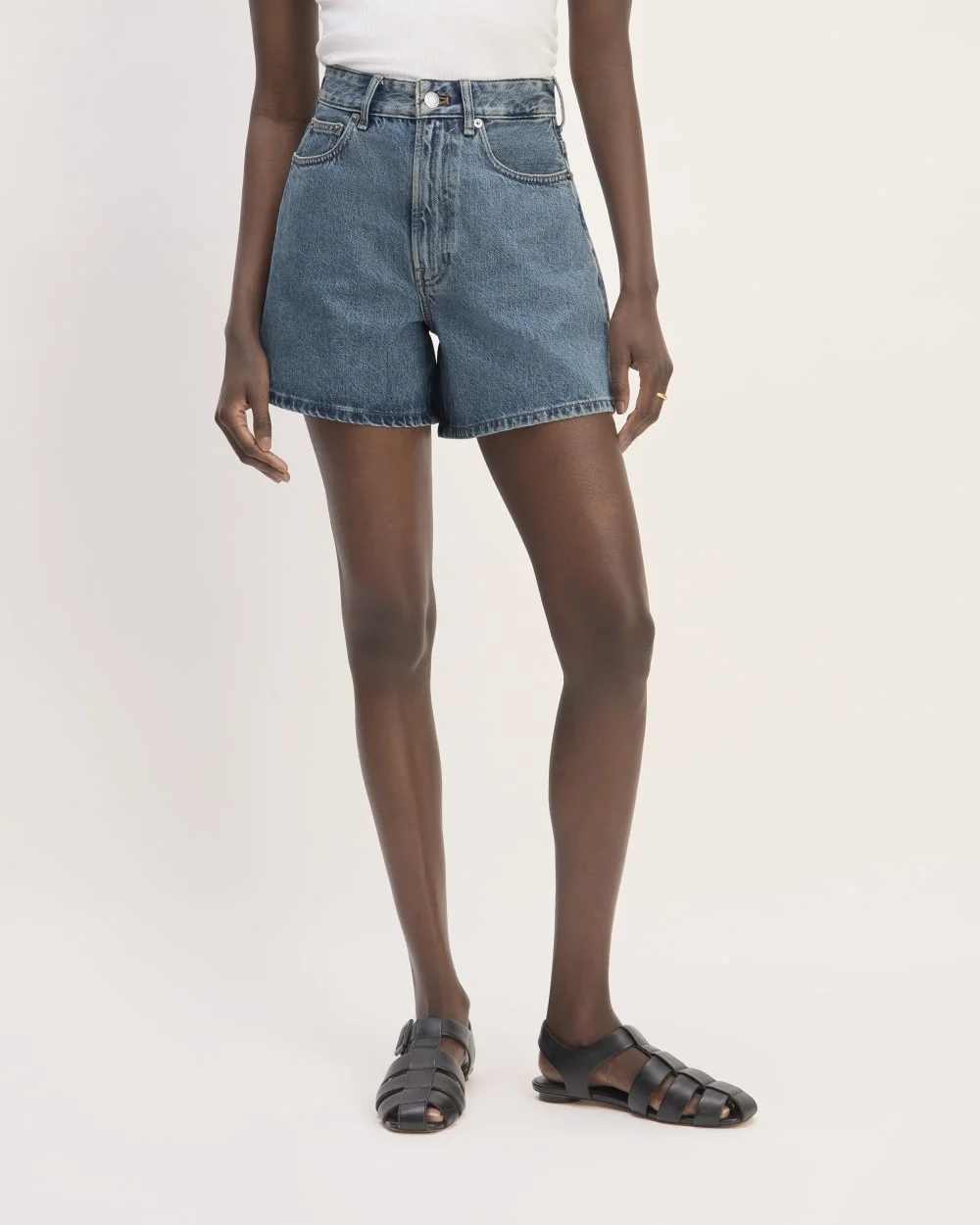The A-Line Denim Short | Mid Blue (2)