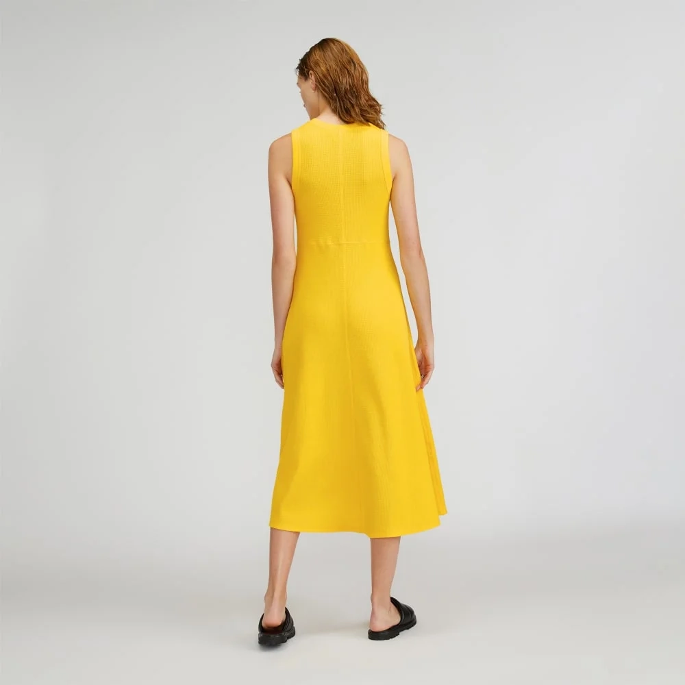 The  Organic Cotton Waffle Tank Dress | High Visibility Yellow (2)