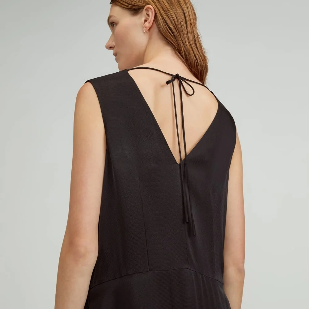 The Satin V-Neck Maxi Dress | Black (2)
