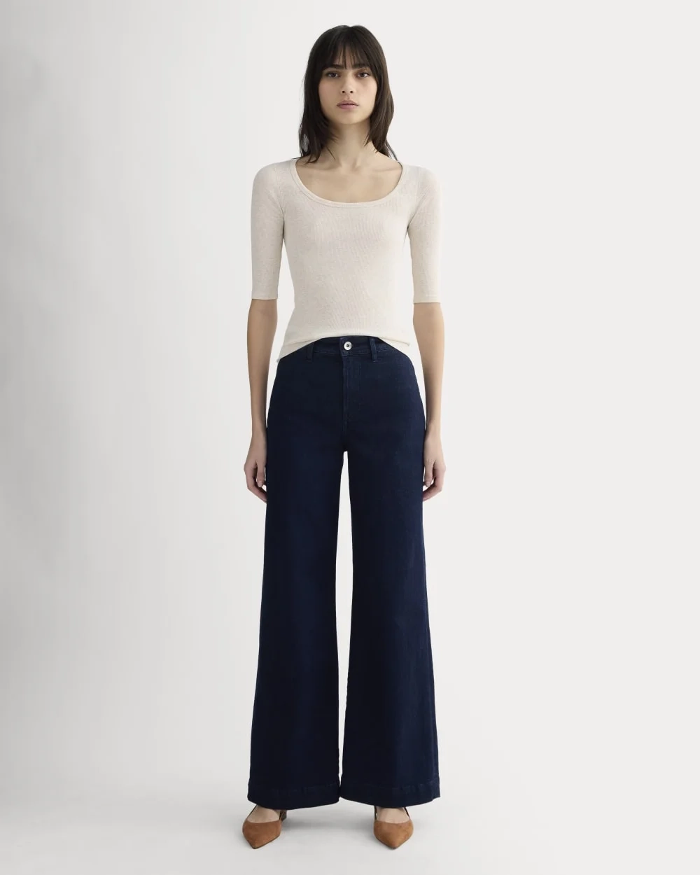 The Luxe Rib Scoop-Neck Tee | Heathered Oat (2)